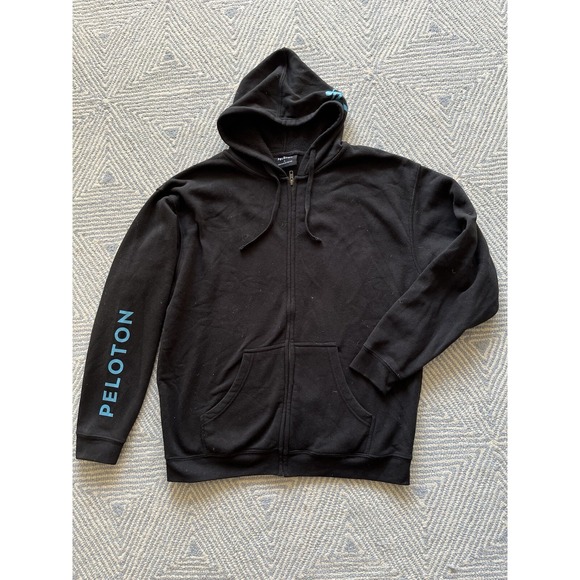 Peloton Other - Peloton Full Zip Hooded Sweatshirt -‎ Black w/ Blue Graphic - Large